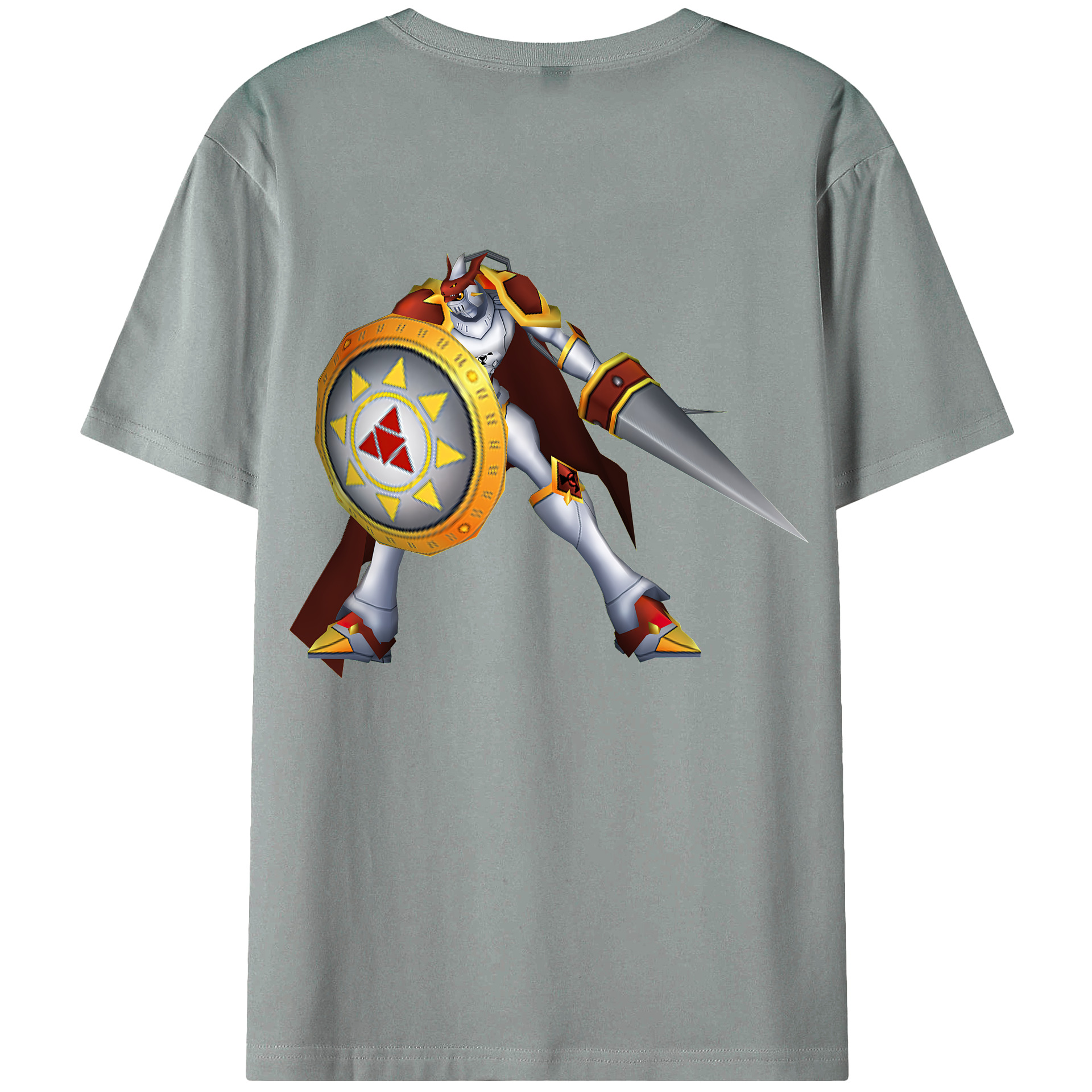 （画像用） Digimon デジタルモンスター/デジモン 綿100％ メンズ半袖Tシャツ（バックプリント） 通気性